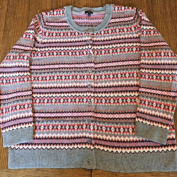 Talbots Fair Isle Cardigan Sweater - Picture 1 of 11